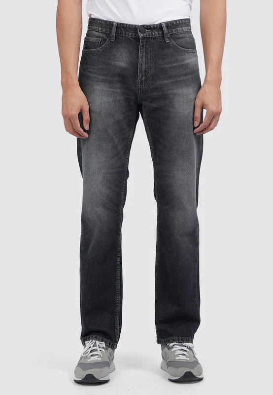 Straight Fit Denim Pants Dark Grey