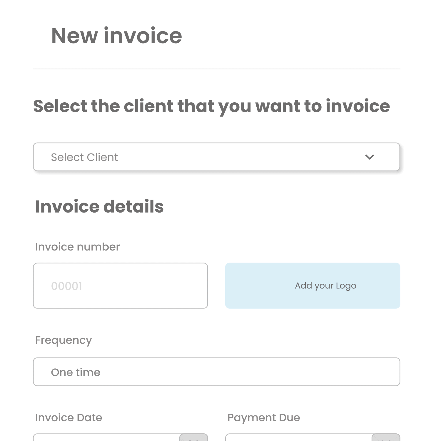 A GIF showing the Invoice section