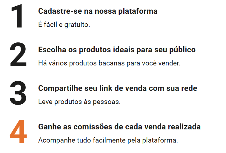 Ordem do que fazer para fazer parte do programa de afiliados