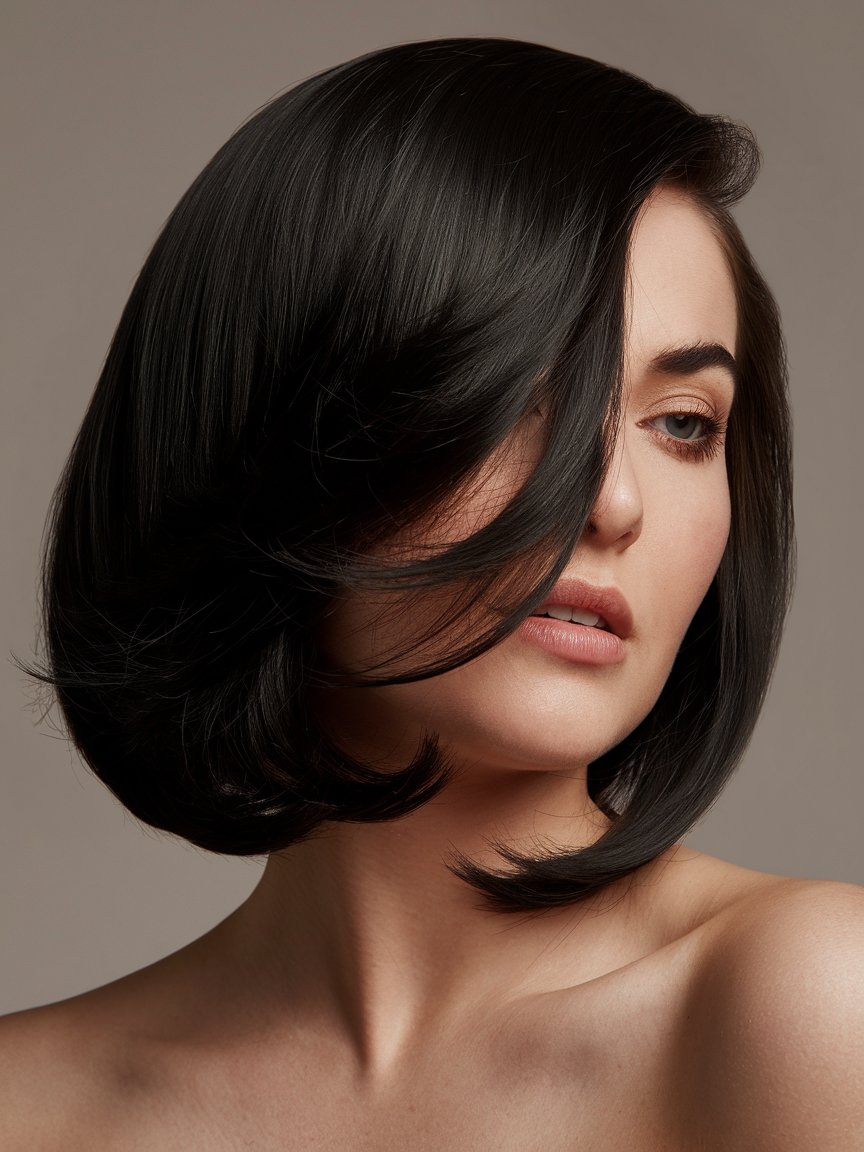 36. Sleek Midnight Black Bob