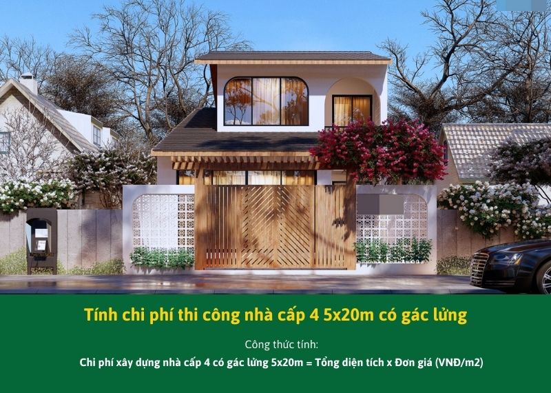 Tính chi phí thi công nhà cấp 4 5x20m có gác lửng Xây dựng Nhất Tín.