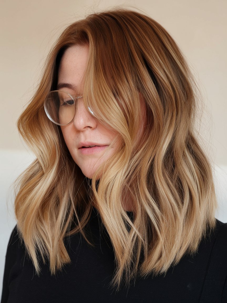 3. Lob with Lived-In Balayage