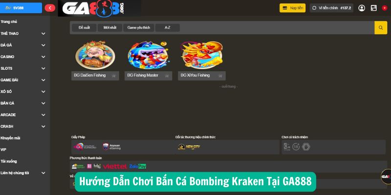 Hướng Dẫn Chơi Bắn Cá Bombing Kraken Tại GA888