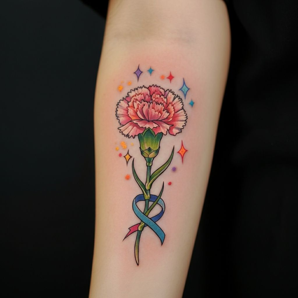 Carnation with Stars Tattoo