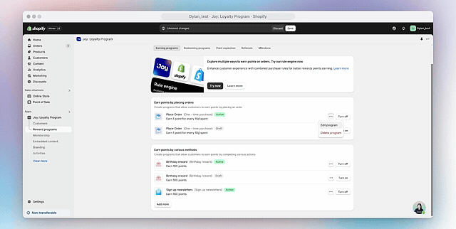 Set up points-based loyalty program with Joy