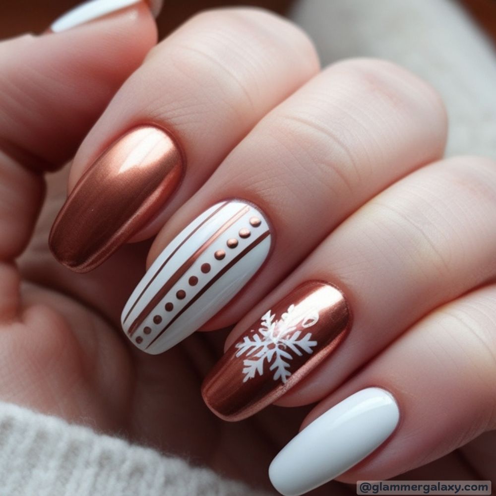 Winter Nail Ideas having Modern Copper & White
