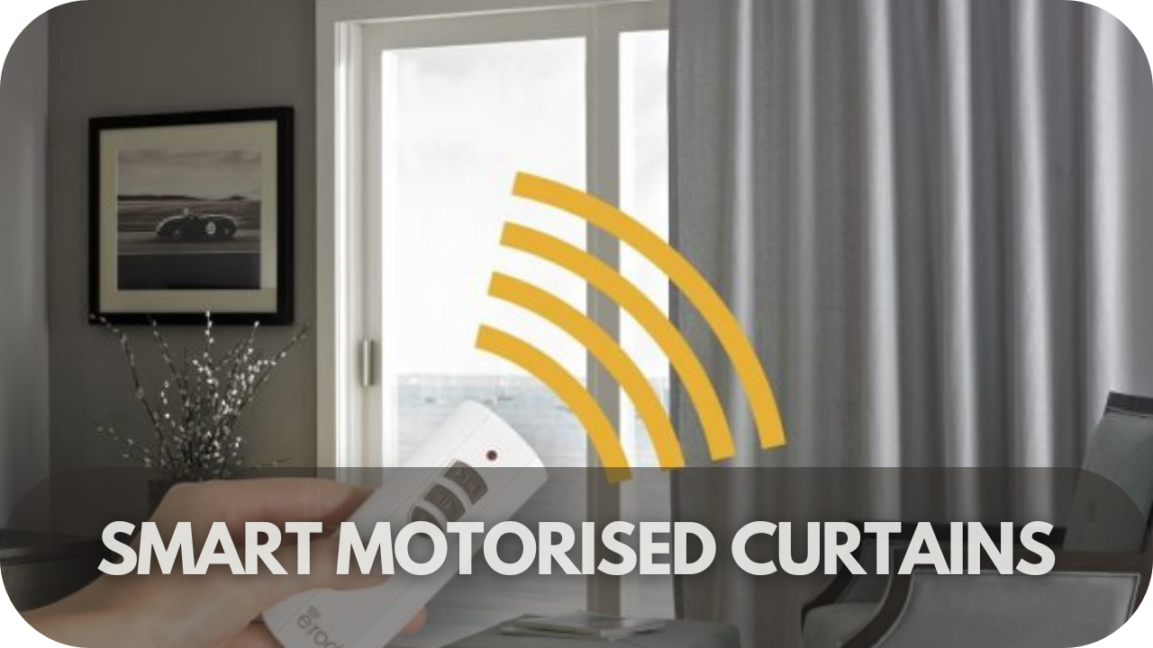 Smart motorised curtains that integrate with your home automation system for effortless control and enhanced convenience.