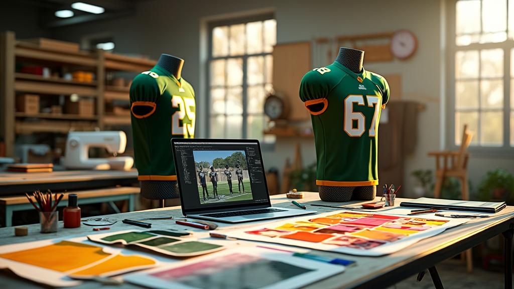 A sports apparel designer's creative workspace