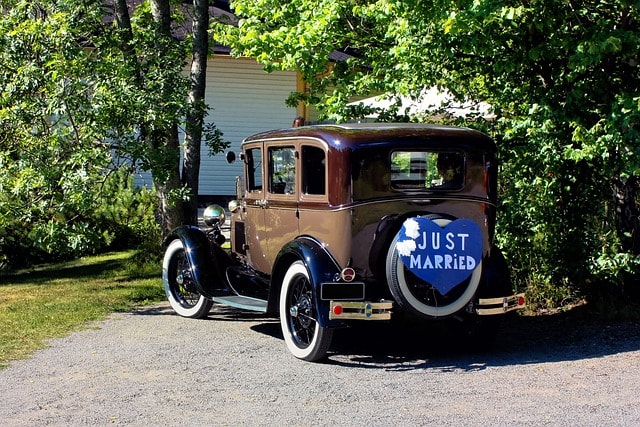 wedding, nature, car