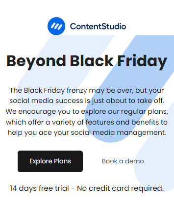 ContentStudios Black friday landing page