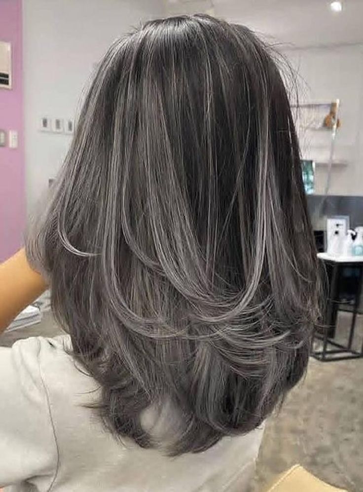 Ash gray balayage hair