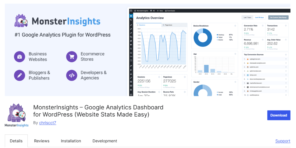 monsterinsights wordpress plugin