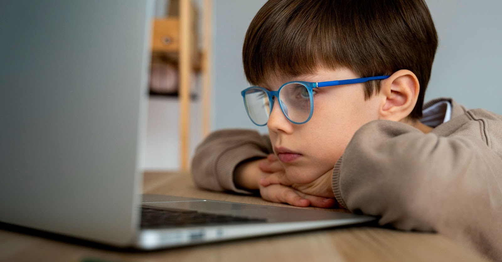 Boy Navigating Digital Reading
