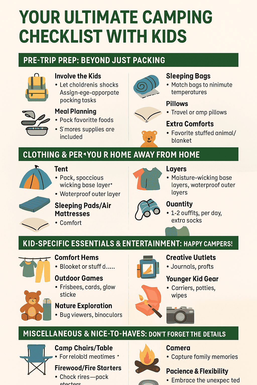 Your Ultimate Camping Checklist with Kids (Infographics)