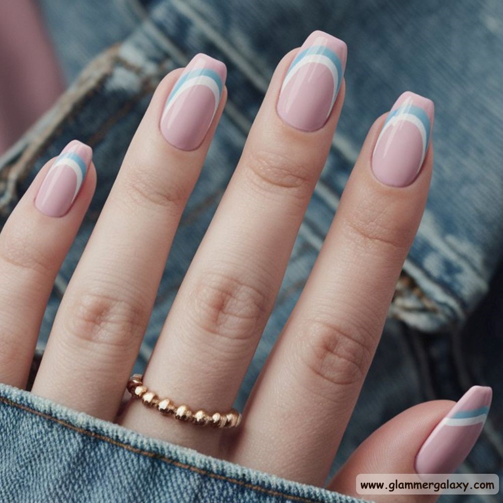 End of Summer Nails having Pastel French Nail Designs