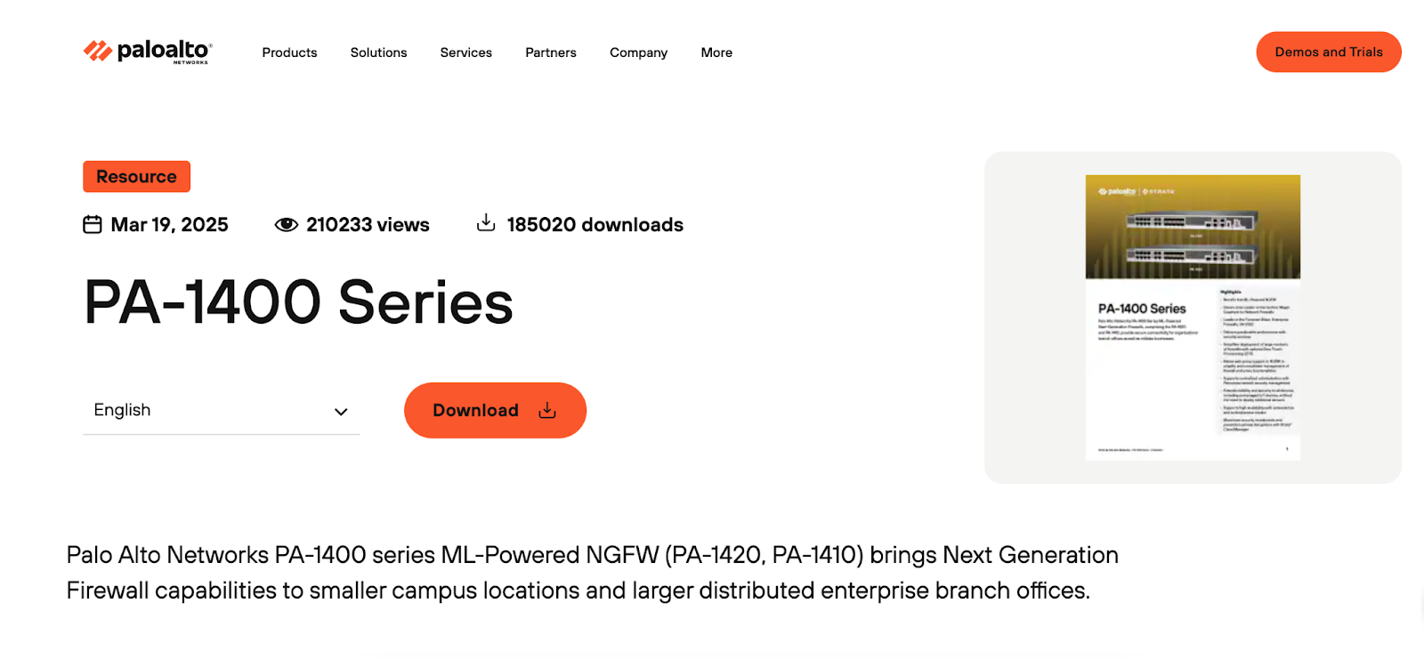 Screenshot of Palo Alto PA-1410 - Best overall firewall appliance for enterprise branch offices.