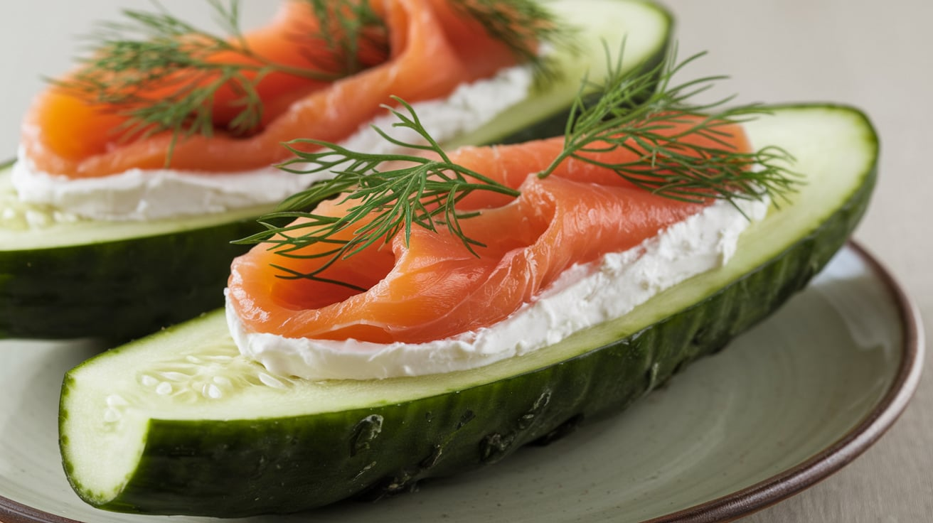 Chatelaine Smoked Salmon Roll on Cucumber Recipe