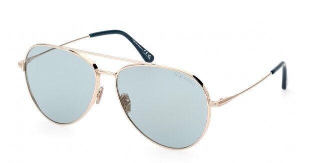 Tom Ford  FT0996 Dashel-02 28X  Shiny Pale Gold /Blue  Unisex Sunglasses