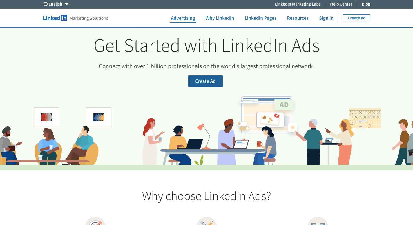 LinkedIn Ads setup screen for targeting professional audiences with custom key performance metrics like job titles, industries, and engagement levels.