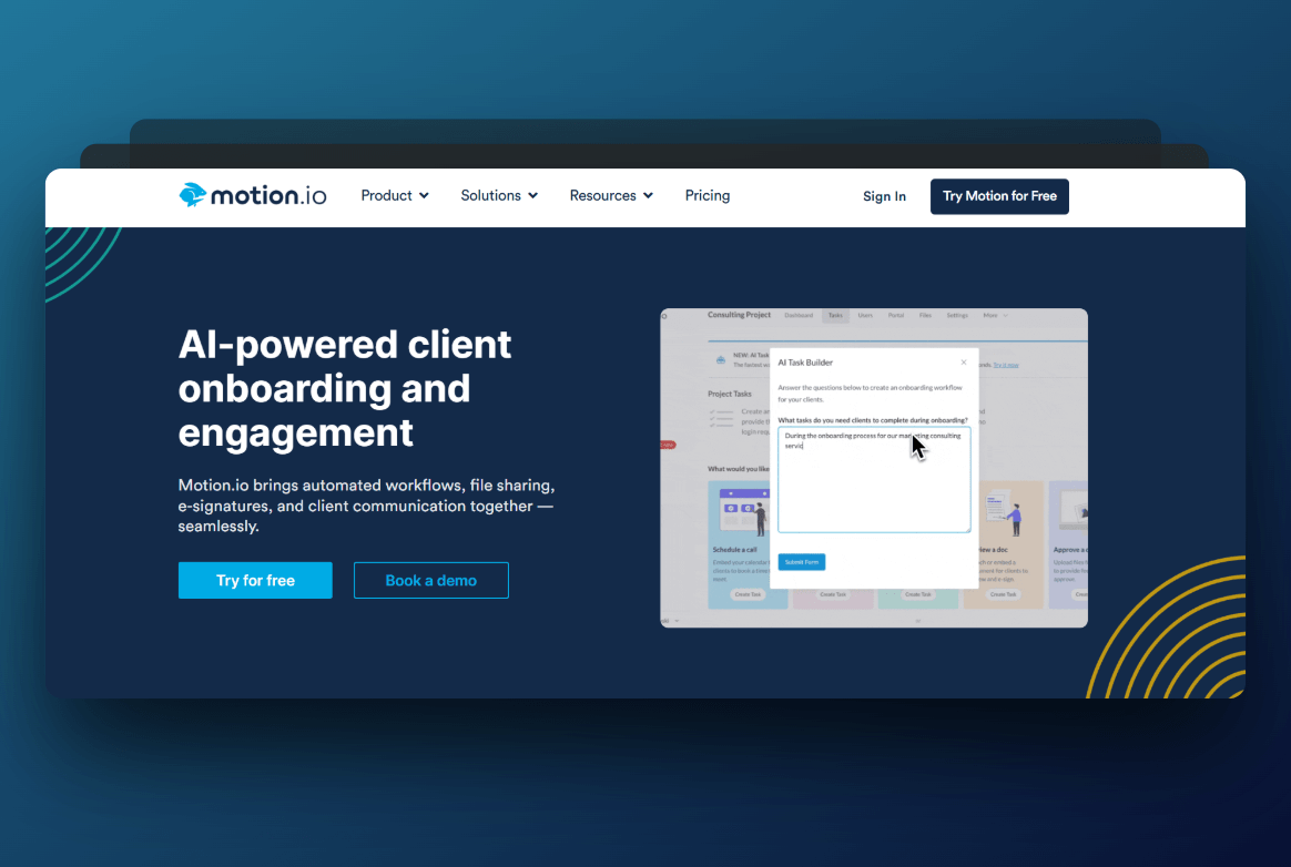 Motion.io client management software