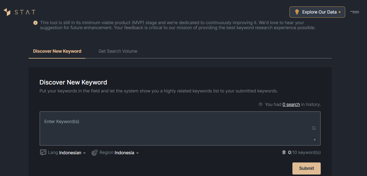  Illustration of keyword research tool by Sequence Stat.