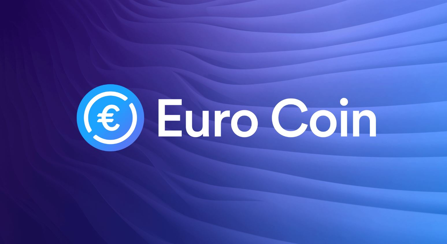 Logo EURC et inscription Euro Coin sur un fond dégradé de bleu.