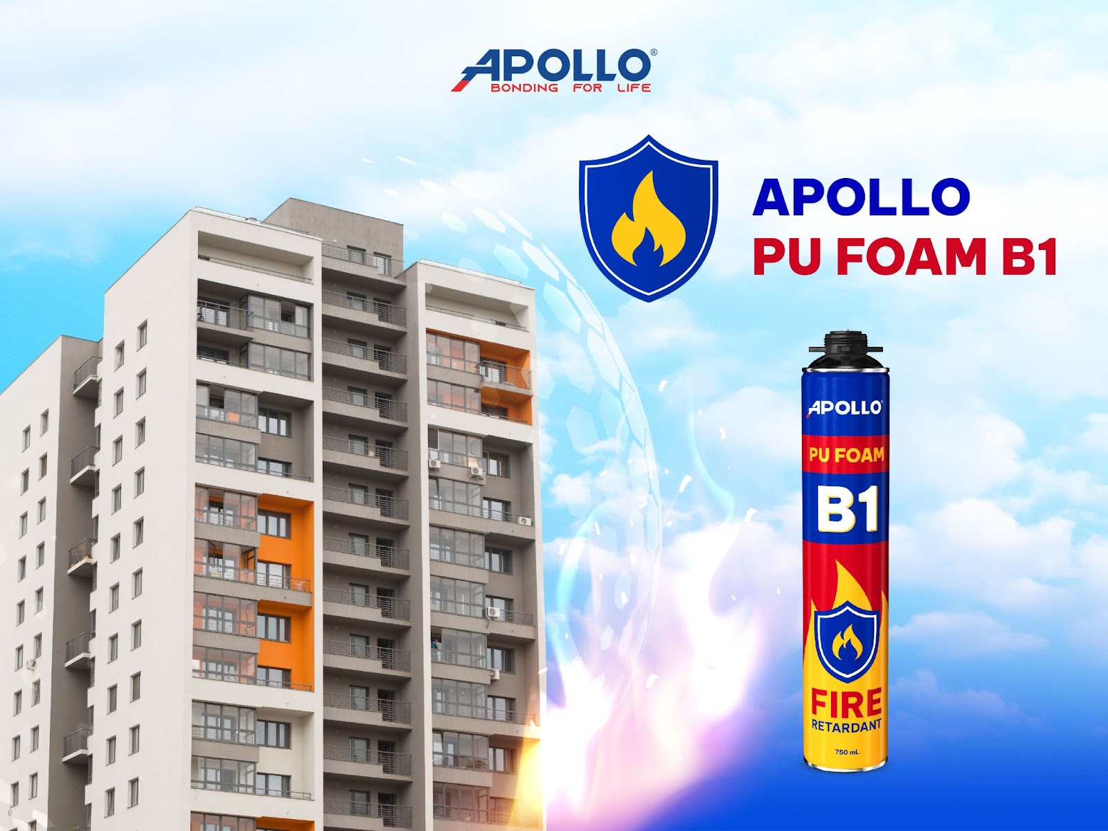 Đặc tính ngăn cháy lan giúp Apollo PU Foam B1 trở thành giải pháp tối ưu bảo vệ tòa chung cư cao tầng trong trường hợp khẩn cấp