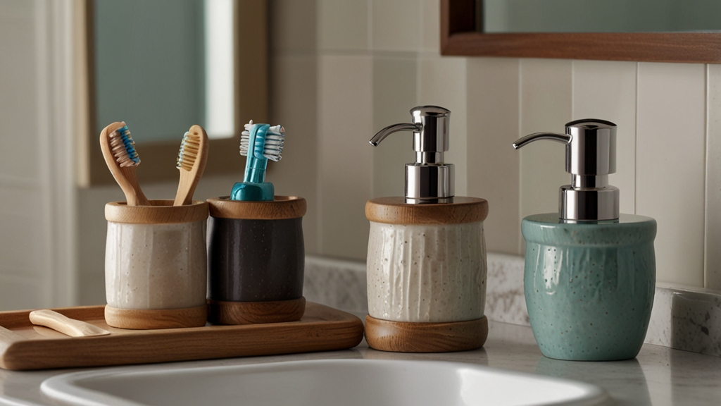 allen and roth soap pump and toothbrush holder set