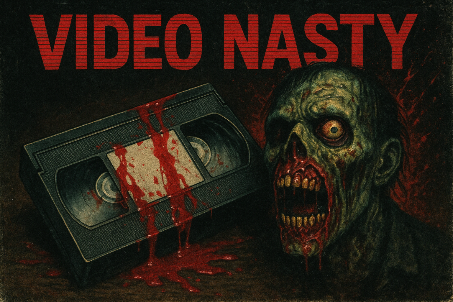 a visual representation of a horror video nasty