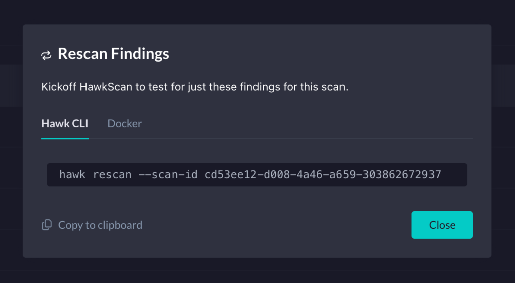 Rescan findings window