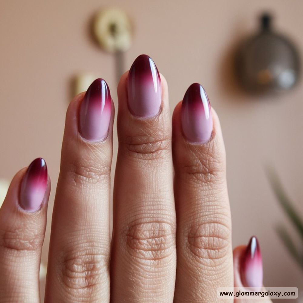 Burgundy fall Nails with Burgundy with Muted Rose