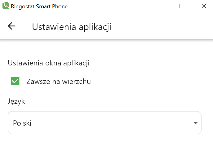 Ringostat Smart Phone, Ustawienia aplikacji