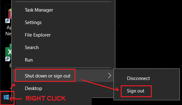 This Picture shows the Shut down or Sign out option at the bottom of the UD Remote Lab screen.