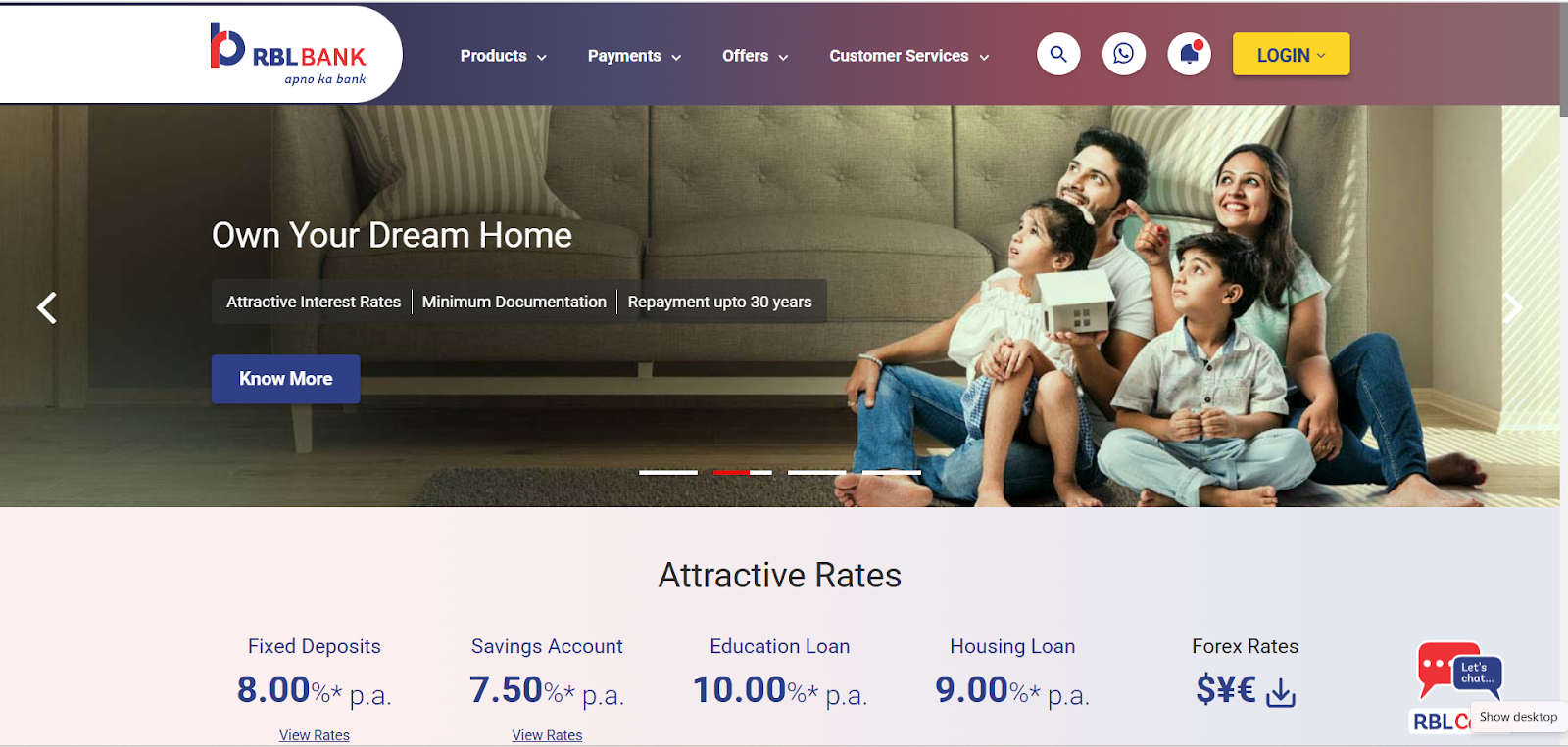 RBL bank home loan interest rates