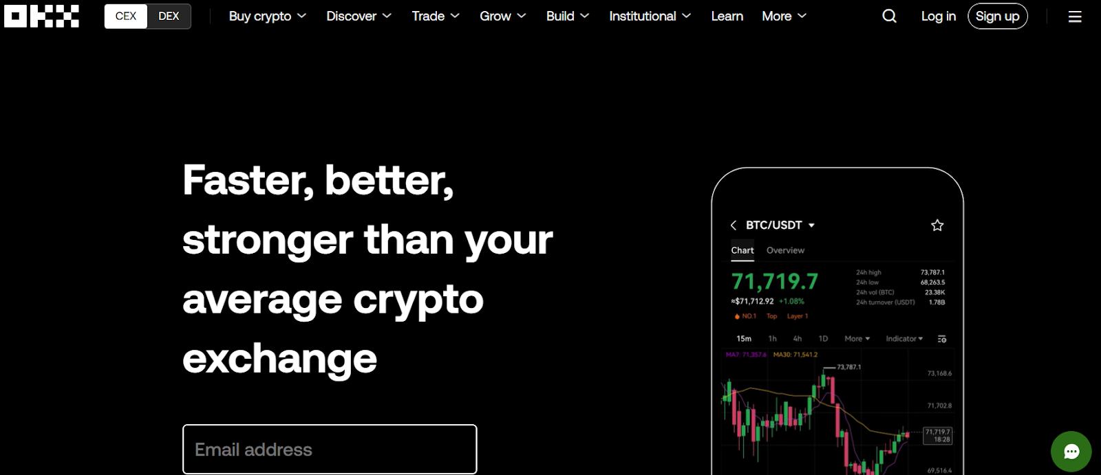 landing page for OKX