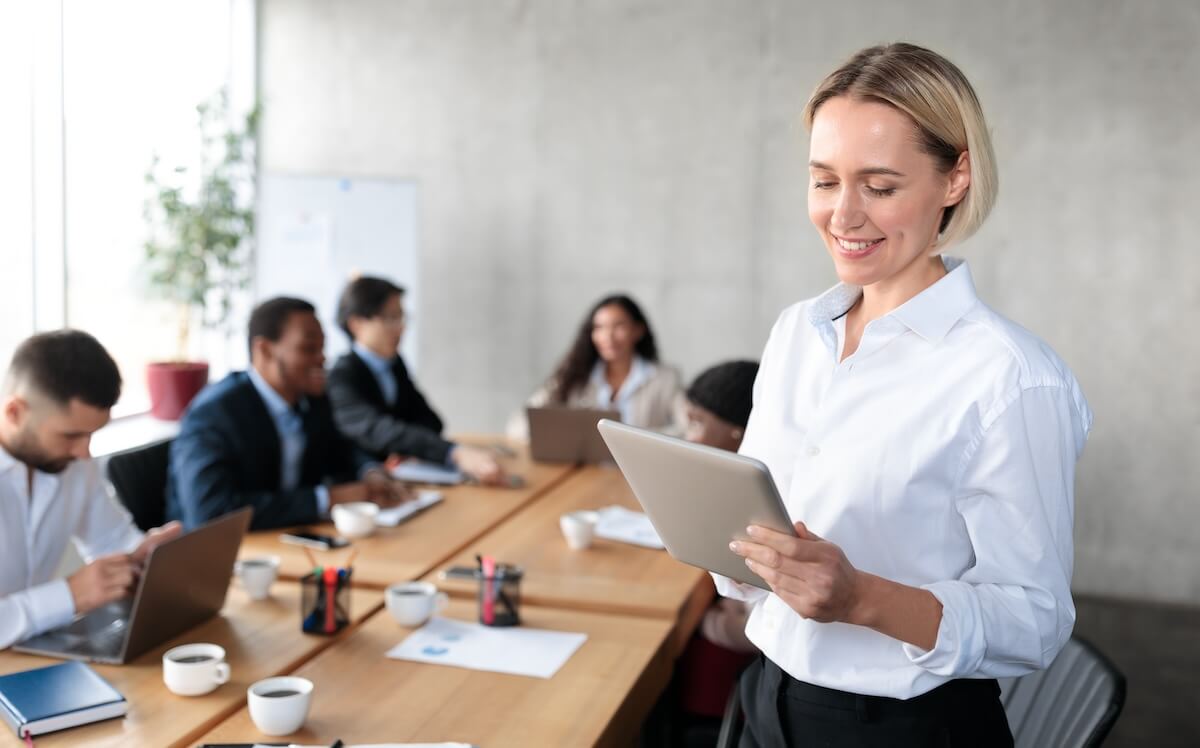 HR manager using a tablet