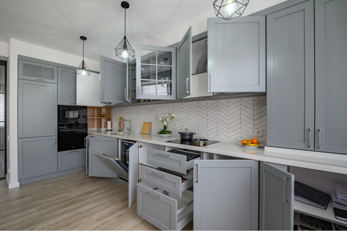 grey kitchen custom cabinets for designers