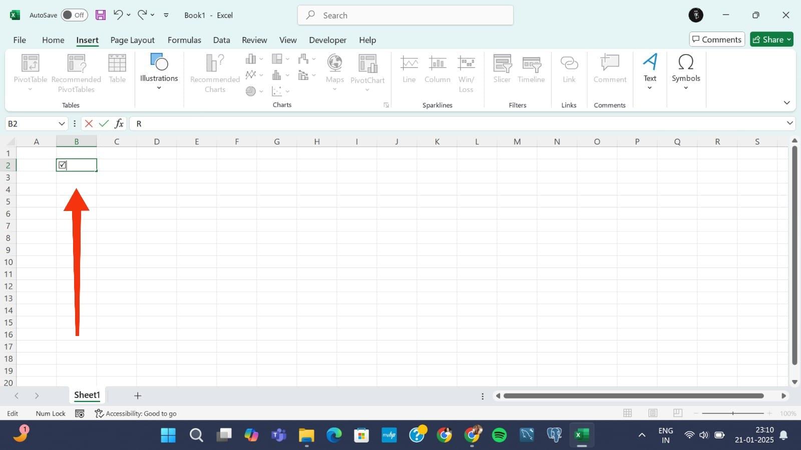 How to Insert Checkbox in Excel: Right-click and copy the symbol