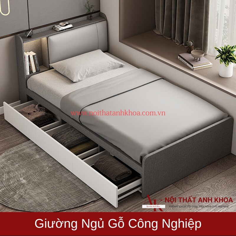 Giường Ngủ Gỗ Công Nghiệp 3 Ngăn Kéo Đa Năng Hiện Đại