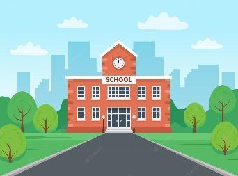 Premium Vector | School building with city landscape.