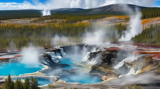 See the iconic Old Faithful geyser erupt amidst Yellowstone’s geothermal wonders. Vibrant hot springs and stunning natural beauty await in this must-visit park.