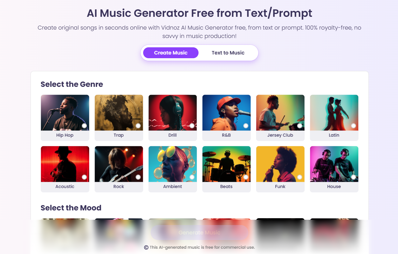 Create Songs Easily With Vidnoz AI Music Generator