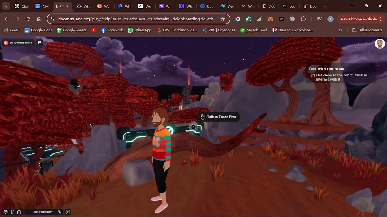 Decentraland gameplay screenshot: exploring the Metaverse, interacting with virtual spaces, and engaging in in-game events