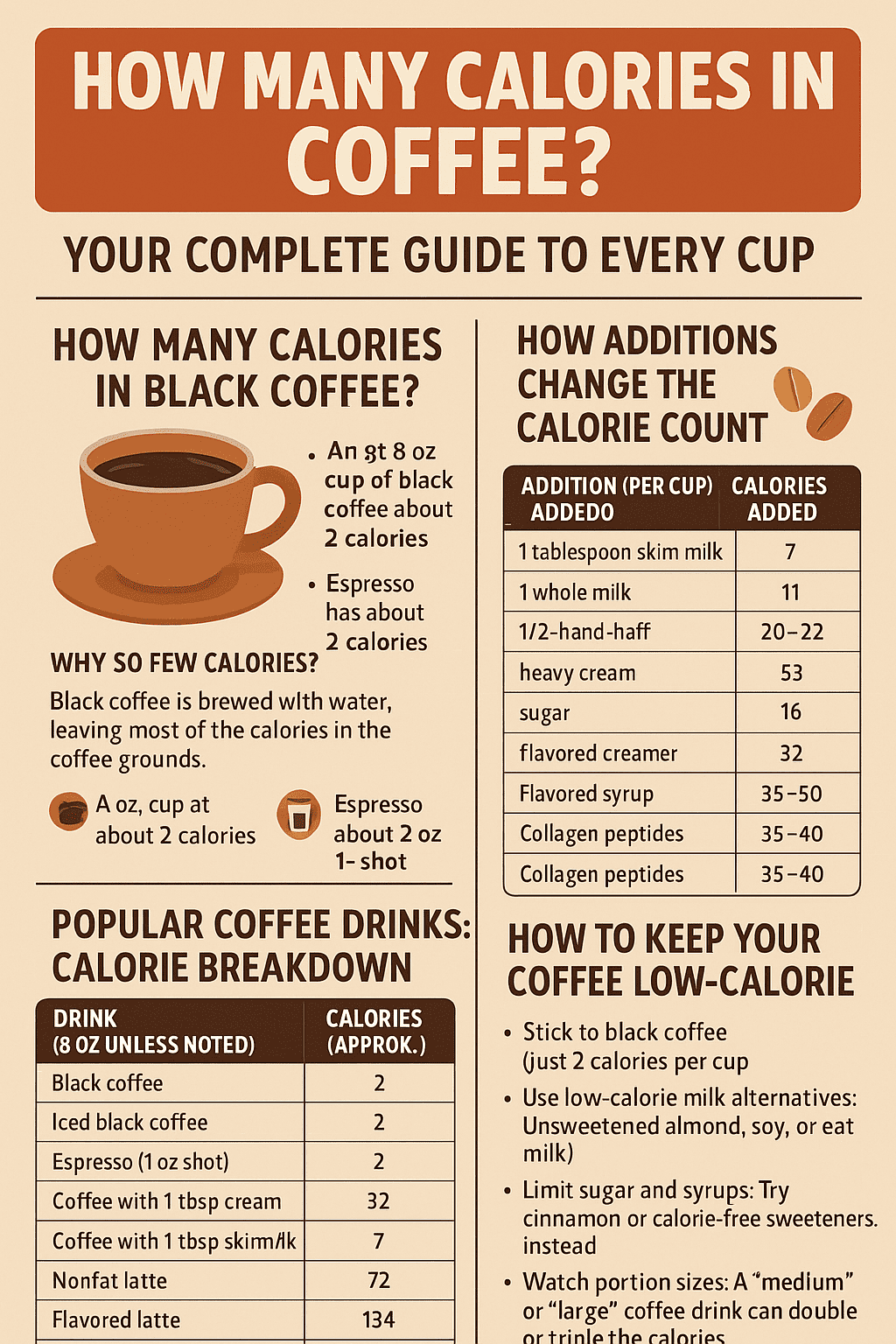 How Many Calories in Coffee? Your Complete Guide to Every Cup (Infographics)