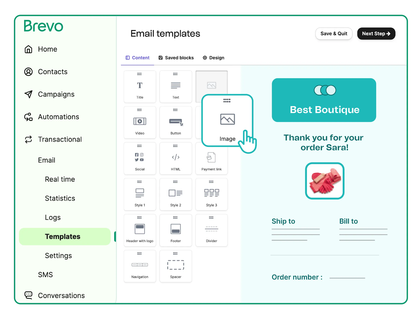 Brevo's email template builder