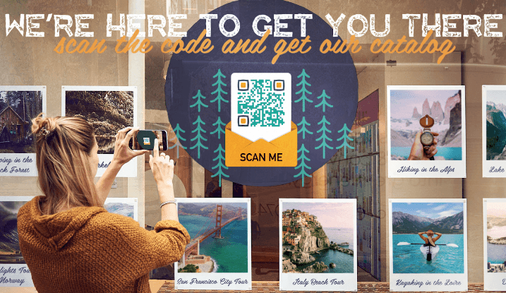 A QR Code with a CTA that says "Scan the Code and Get Our Catalog," indicating that the QR Code will link to a page with all customer options