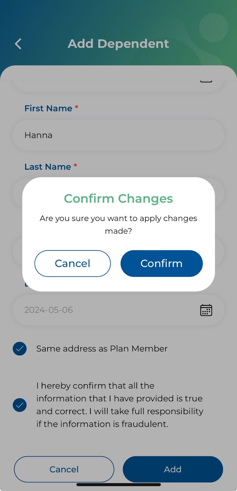  Wellbytes HSA, Add Dependent 
