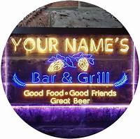 Personalized Bar & Grill LED Neon Light Sign | Way Up Gifts