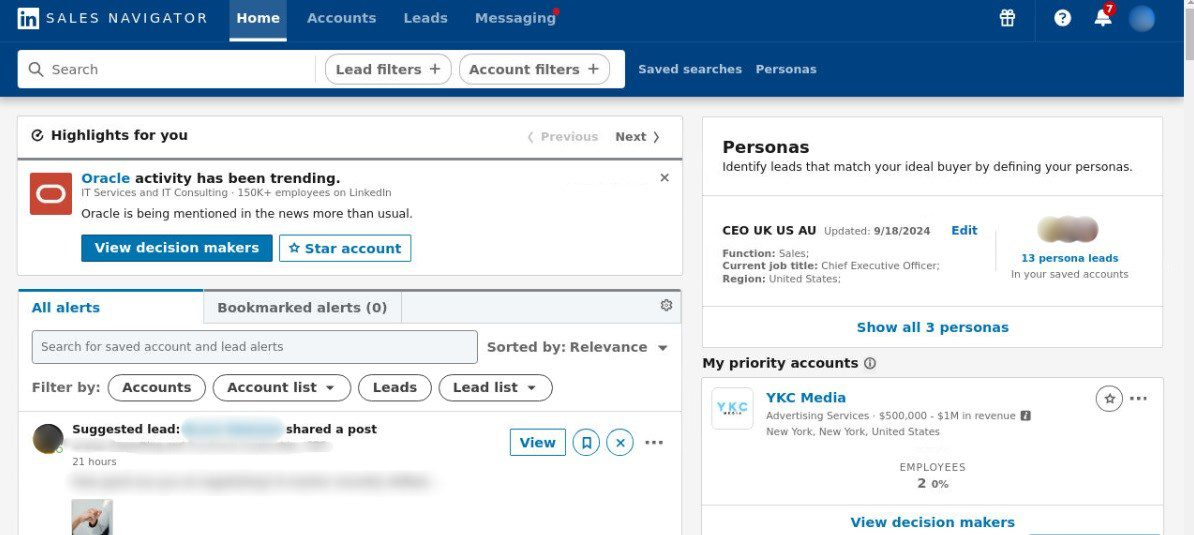 linkedin sales strategy sales navigator dashboard