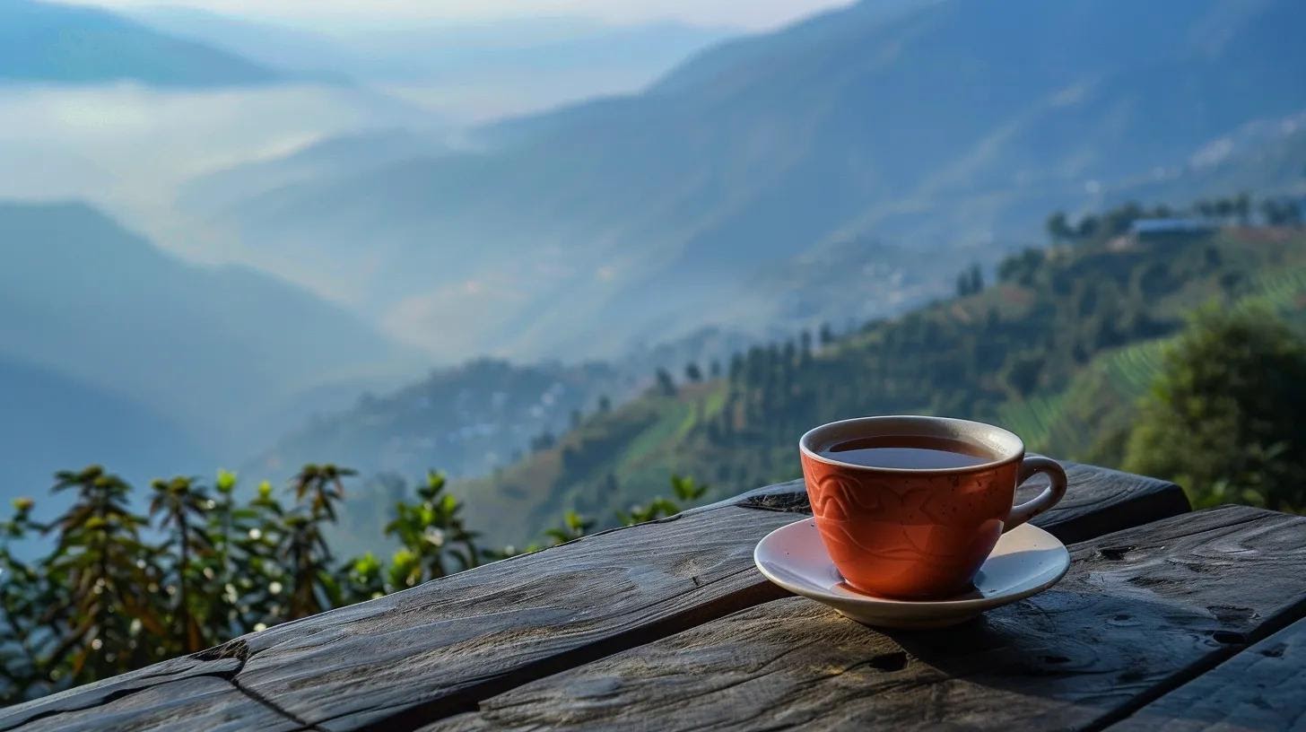 Drinking tea from the himalayas of Nepal